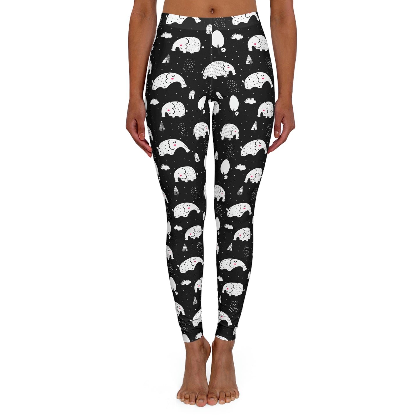 Black and White  Women's Elephant Spandex Leggings, Peach Fit Leggings, Acrobatics pants , Yoga spandex