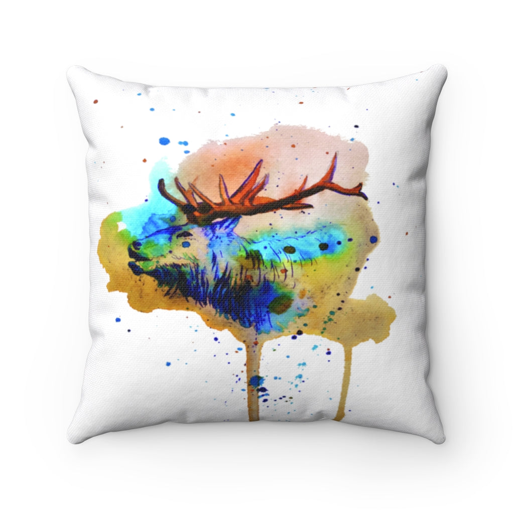 Deer Watercolor Spun Polyester Square Pillow