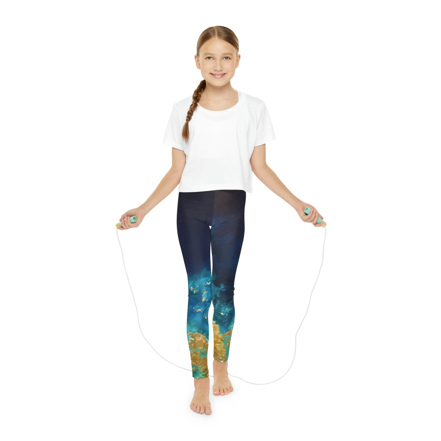 Earth Youth Full-Length Leggings,Abstract floral Pattern Plus Size Leggings, Turqoise teal leggings, marble style leggings,Abstract Leggings, Spandex Leggings