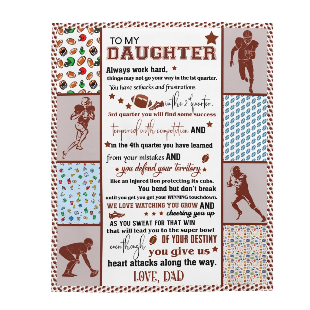 Daughter Football Velveteen Plush Blanket (daughter From Dad)