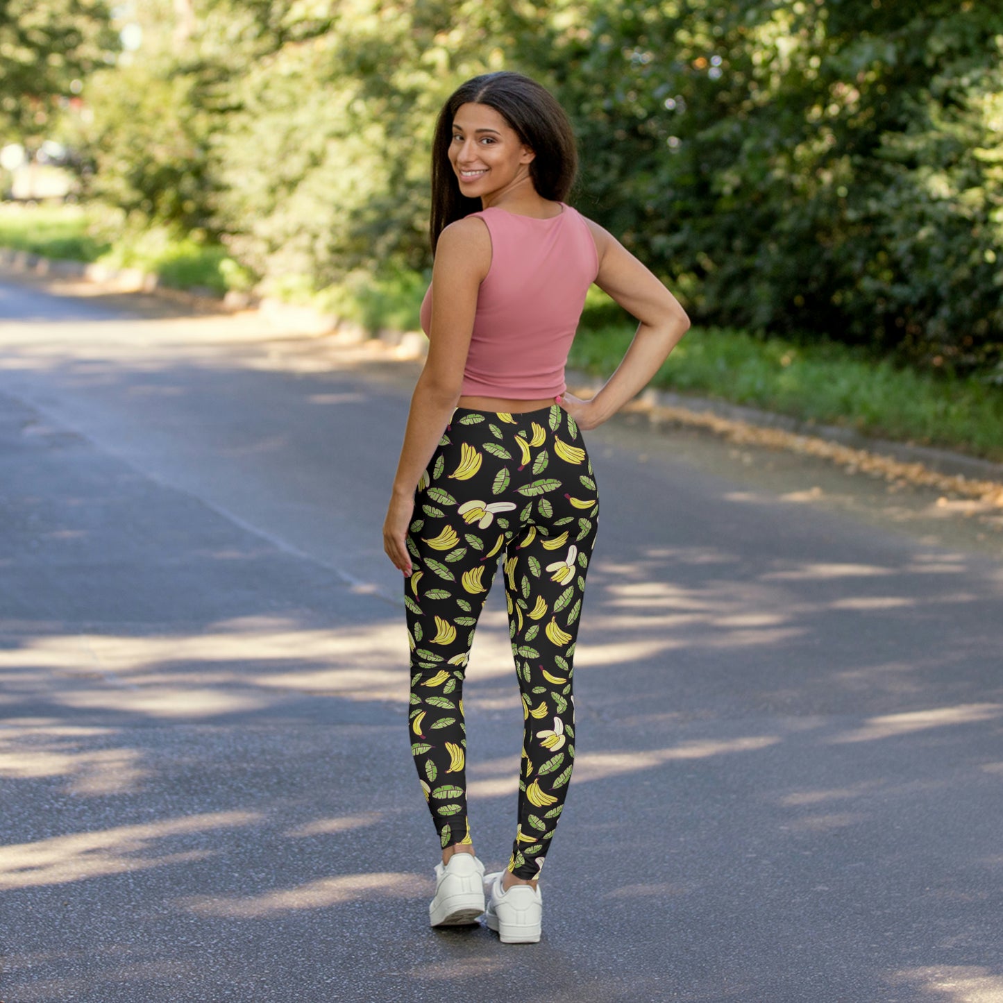 Women's Bananas Fruit Women Leggings, One of a Kind Gift - Unique Workout Activewear tights for Wife, Girlfriend, Mothers Day Gift