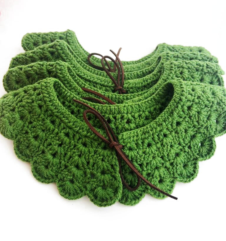 Green Peter Pan Collar / Crochet Vintage Collar / Baby Crochet Collar / Toddler Vintage Collar / Child Vintage Collar