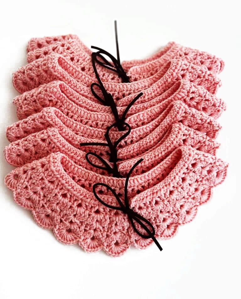 Pink Peter Pan Collar / Crochet Vintage Collar / Baby Crochet Collar / Toddler Vintage Collar / Child Vintage Collar