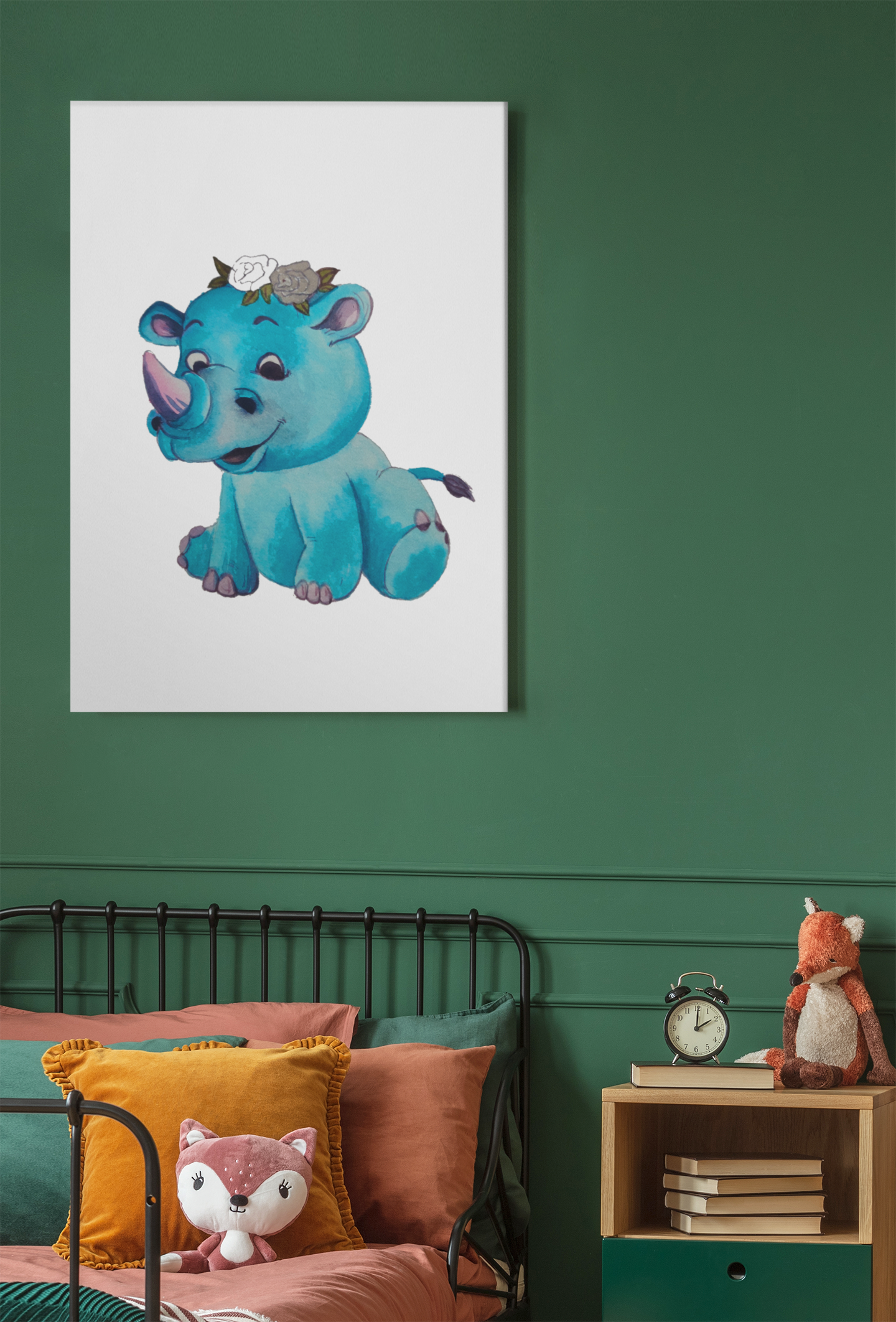 Cute little Rhino Watercolor Premium Matte vertical posters print