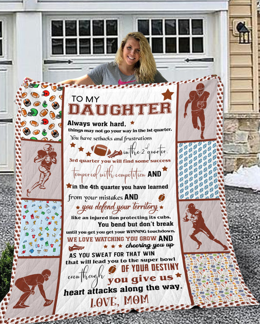 Daughter Football Velveteen Plush Blanket (daughter From Mom)