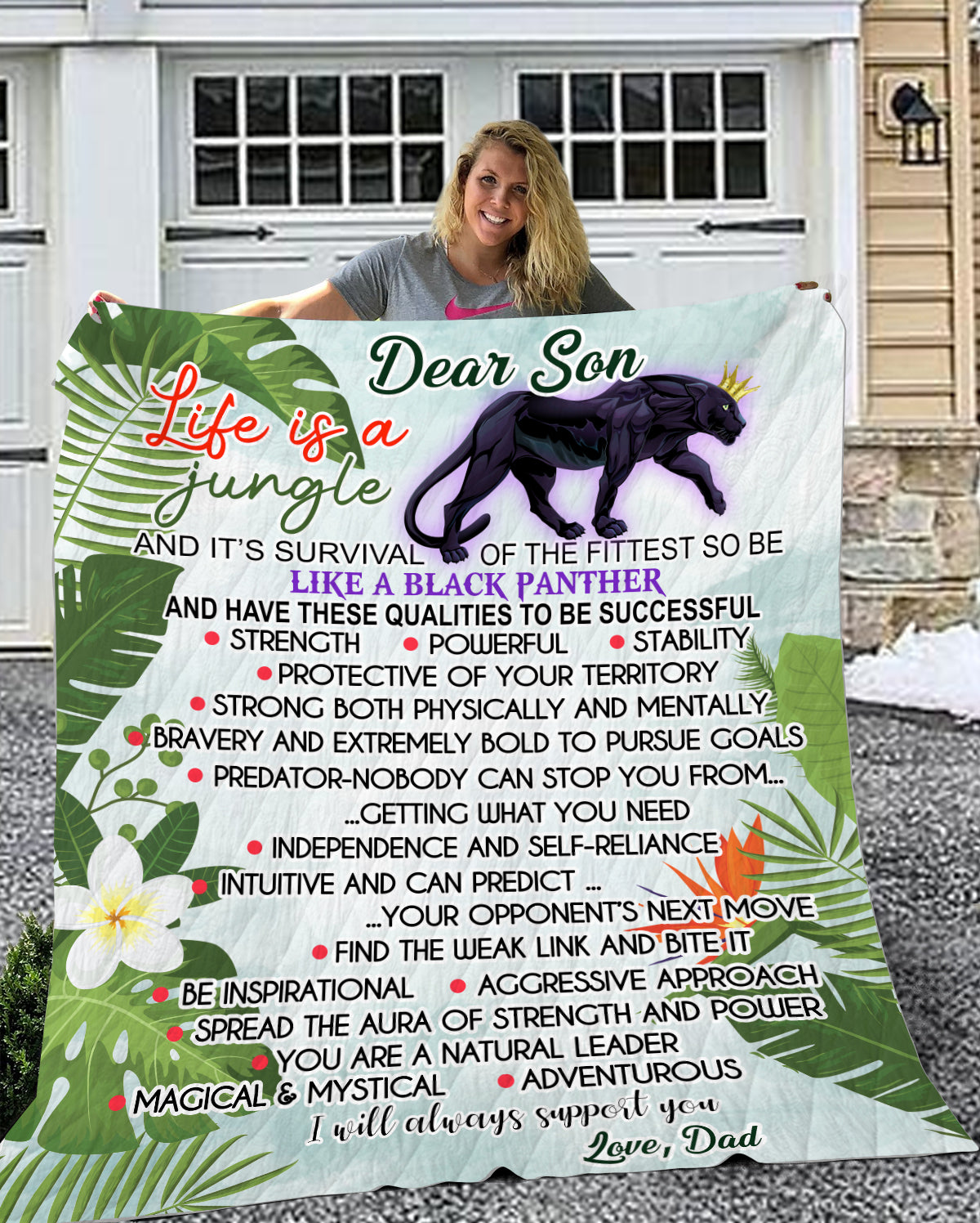 Be like a Black Panther Sherpa Fleece Blanket (Son from Dad)