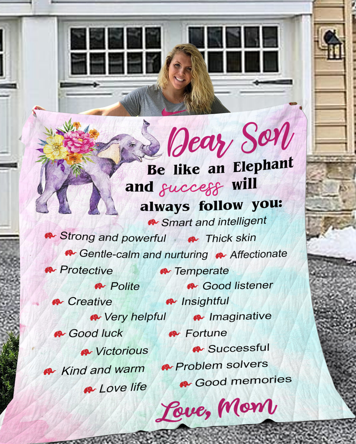 Be like an Elephant Velveteen Plush Blanket (Son from Mom)
