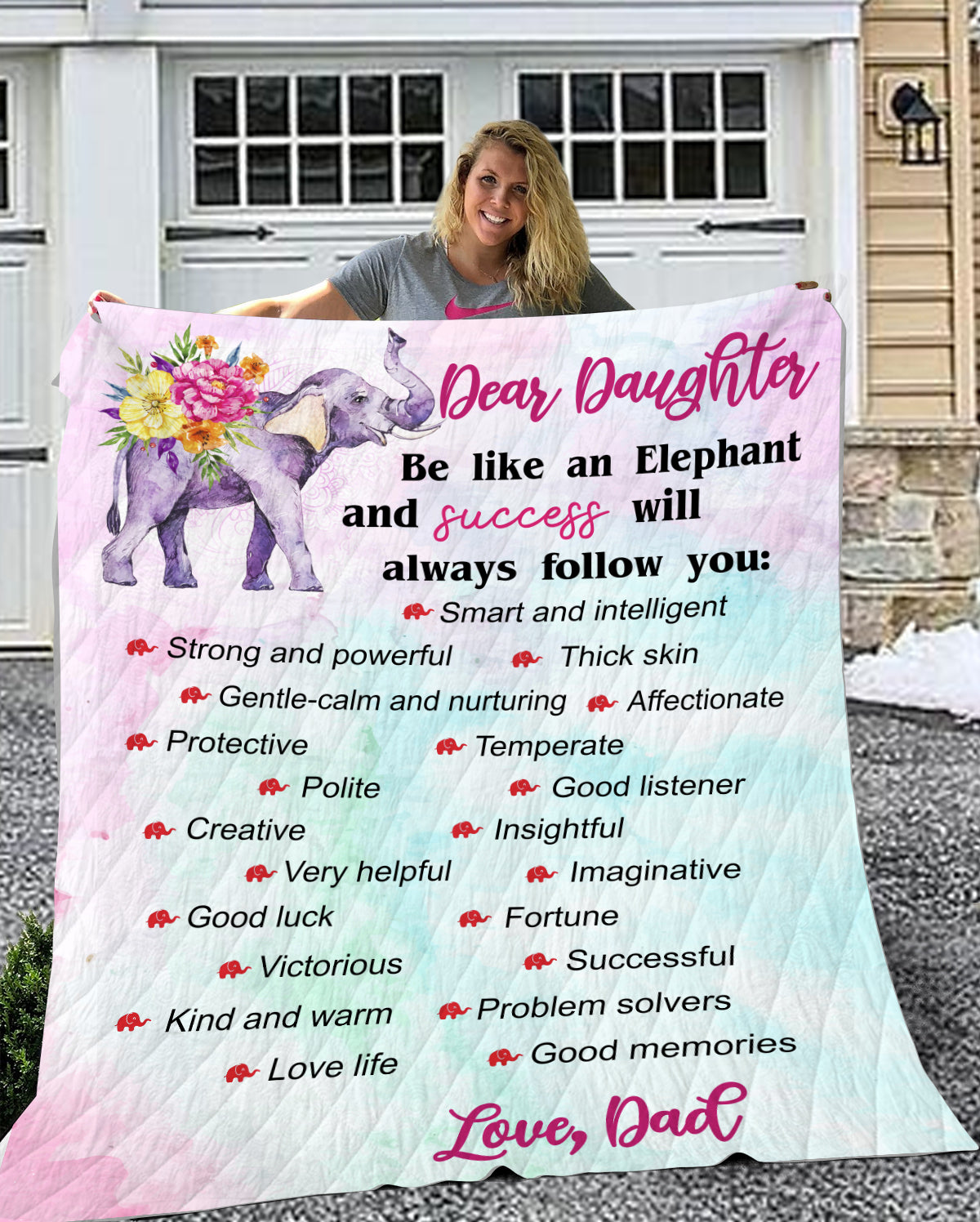 Be like an elephant Sherpa Fleece Blanket (Daughter from Dad)