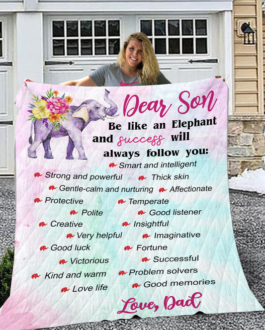 Be like an elephant Velveteen Plush Blanket (Son from Dad)