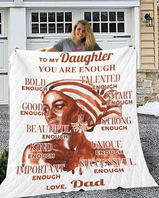 You are Enough Daughter Sherpa Fleece Blanket (From dad)